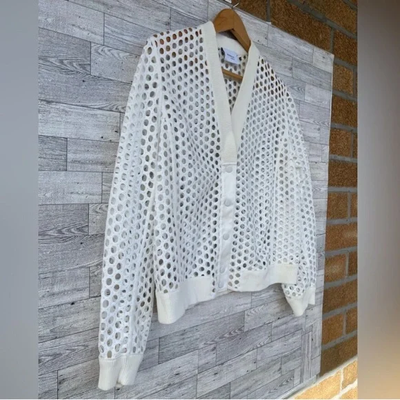 Akris Punto V-Neck Press-Button eyelet Bomber Jacket lace designer white - Picture 6 of 17